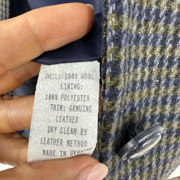 Vintage Braebrook Wool Plaid Blazer Suede Elbow Patch Size 10 Academia Preppy - Picture 8 of 12